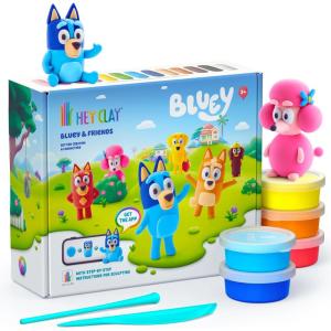HEY CLAY Bluey & Friends – Air-Drying Clay for Kids – Arts and Crafts Creative Modeling Clay Kit Children Ages 4-8 (Rusty)(Full Set (6 Characters))