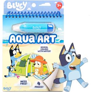 Horizon Group USA Bluey Aqua Art – Reusable Water Reveal Activity Pages With Water Pen for No-Mess Drawing and Coloring(Bluey)