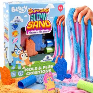 Horizon Group USA Bluey SLIMYGLOOP Slimy Sand Mold & Play Creations, 8-Piece Playset, 3 Scented Colors, Sensory Activity for Kids Ages 3, 4, 5, 6, 7, 8, Multi, Medium(Mold & Play Creations)