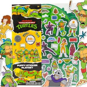 Horizon Group USA Bluey Sticker Playset, 2 Sticker Play Scenes, 35+ Reusable Puffy Bluey Repositionable Stickers for Kids, Perfect for Travel, Screen-Free Fun(Teenage Mutant Ninja Turtles)