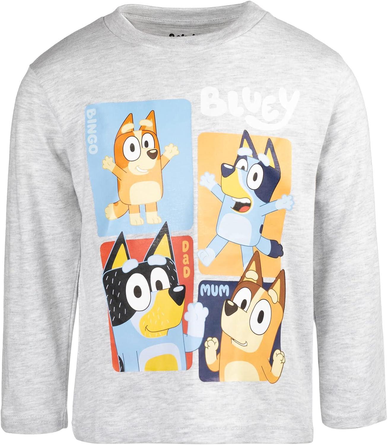 imageBluey Bingo Dad Mom 2 Pack TShirts Toddler to Little KidBlueGray