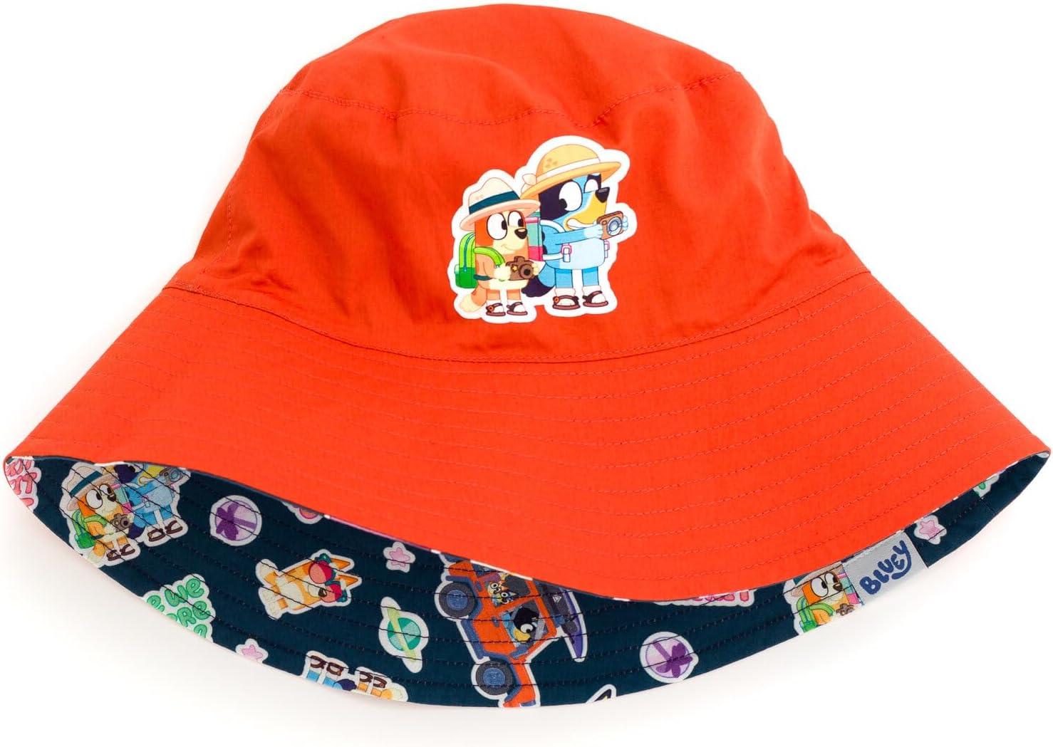imageBluey Button Down Shirt Shorts and Bucket Sun Hat 3 Piece Outfit Set Toddler to Big KidRoad Trip
