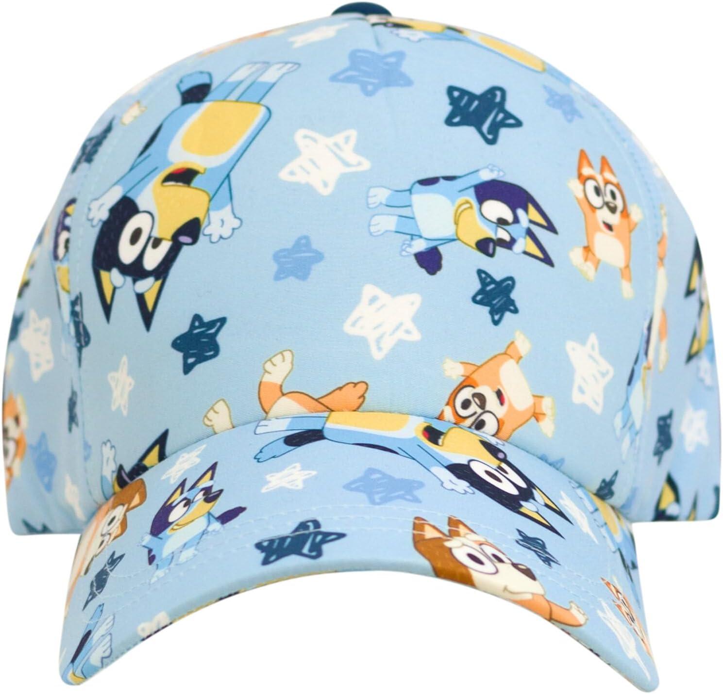 imageBluey Drop Shoulder TShirt French Terry Shorts and Adjustable Snapback Baseball Cap 3 Piece Outfit Set Toddler to Big KidBluey Family