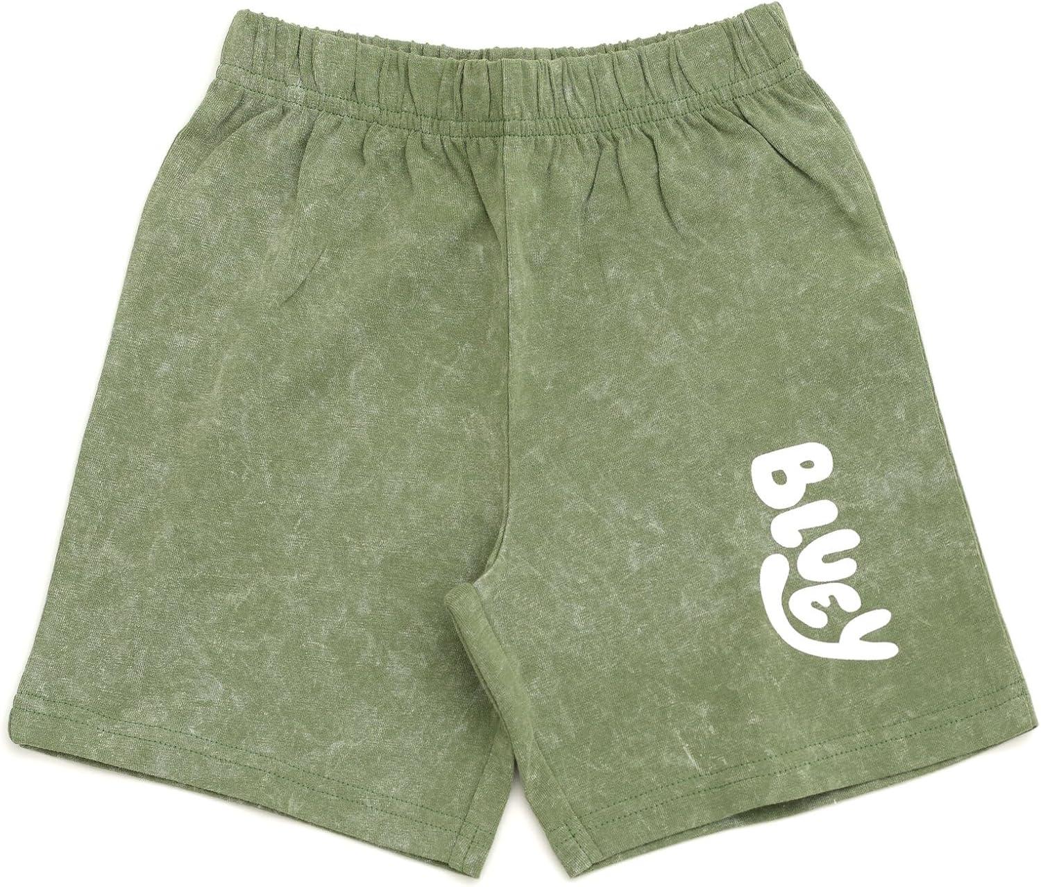 imageBluey Drop Shoulder TShirt and Shorts Outfit Set Toddler to Big Kid Sizes 2T 1012Green