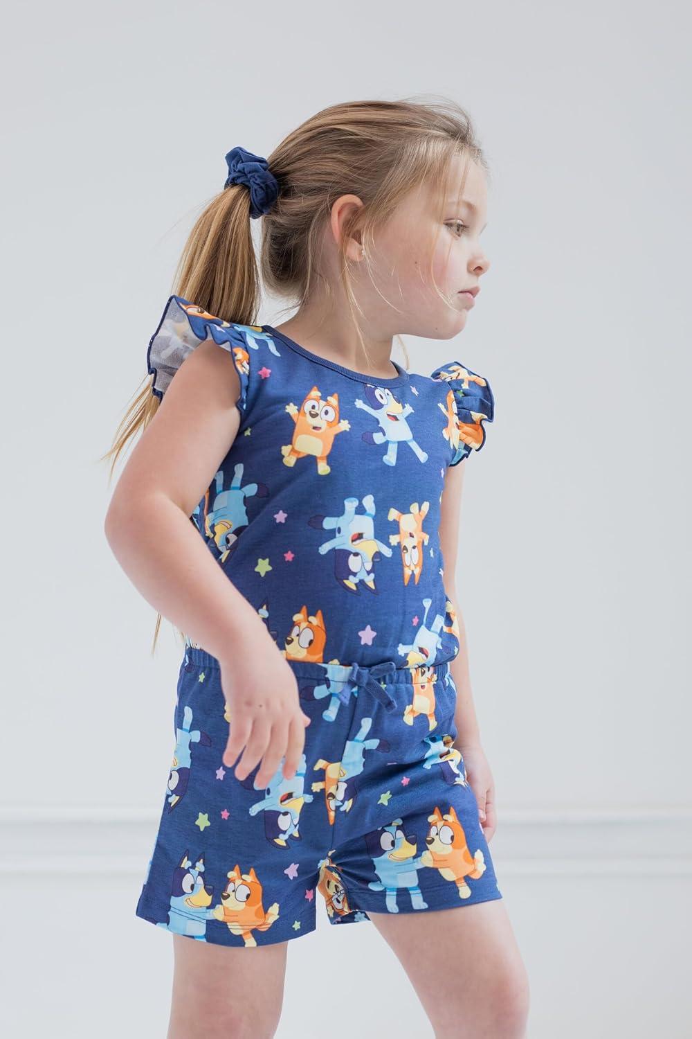 imageBluey French Terry Sleeveless Romper Infant to Big Kid Sizes 1218 Months 1012Blue