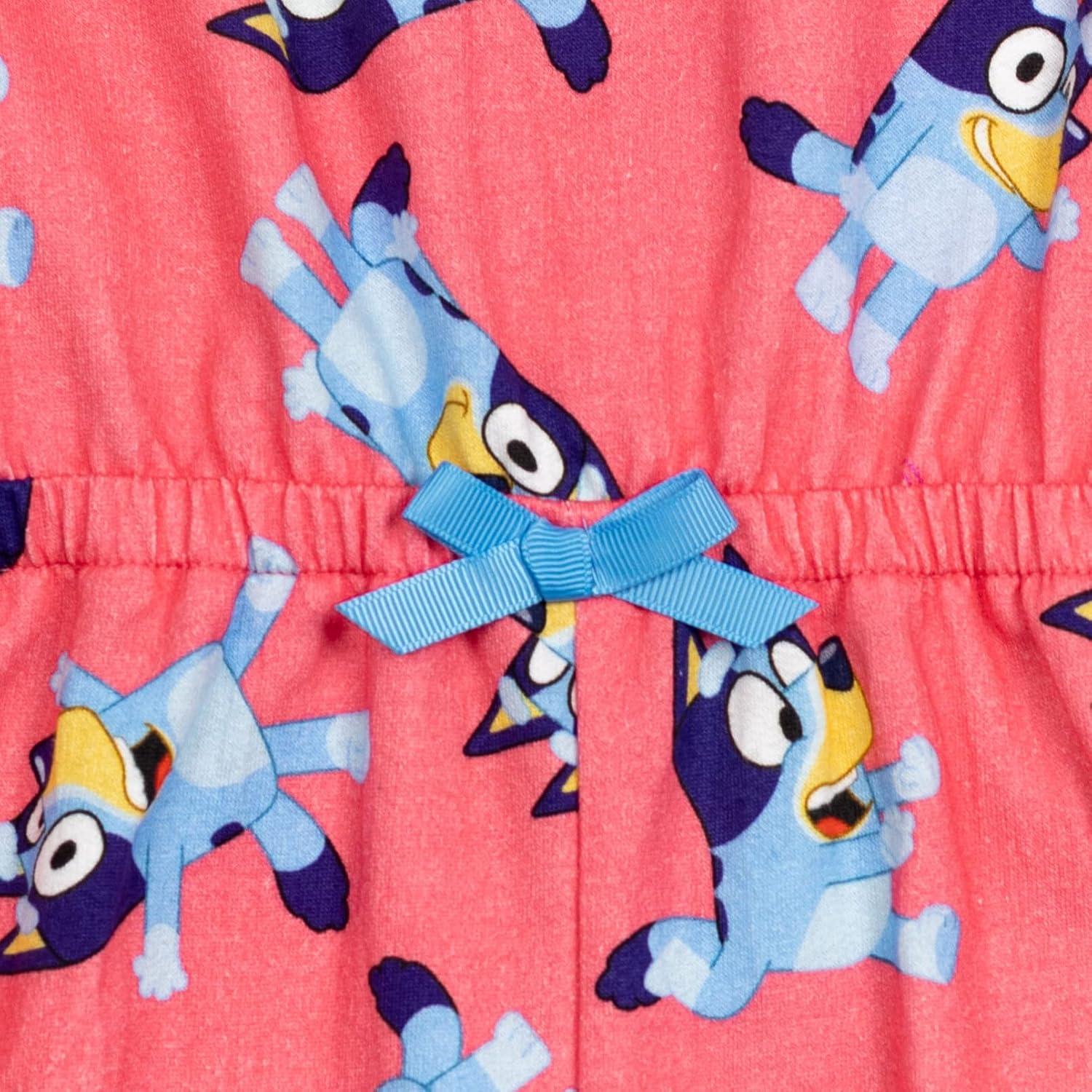 imageBluey French Terry Sleeveless Romper Infant to Big Kid Sizes 1218 Months 1012Pink