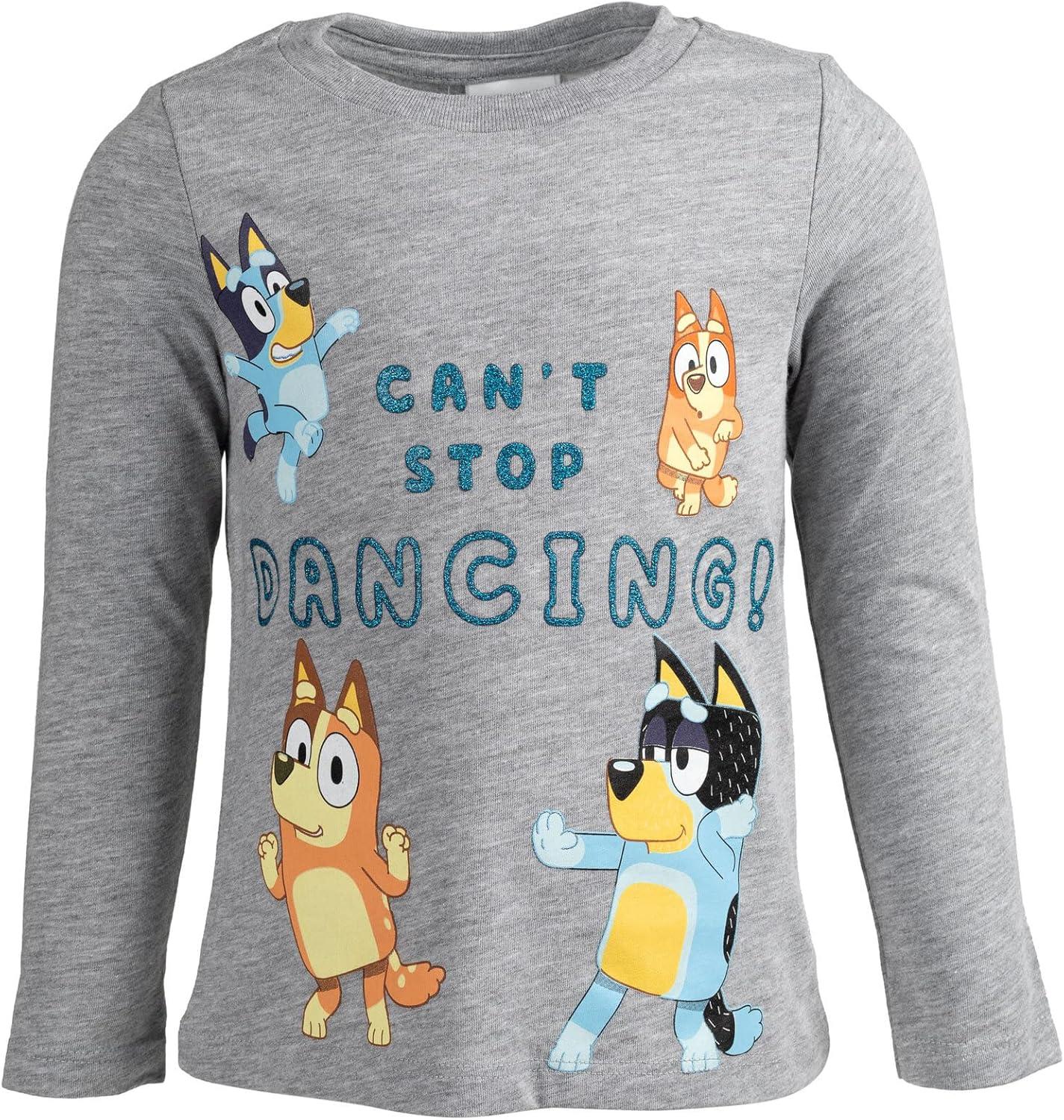 imageBluey Girls 2 Pack Long Sleeve TShirts Toddler to Big Kid Sizes 2T 1416GreyPink