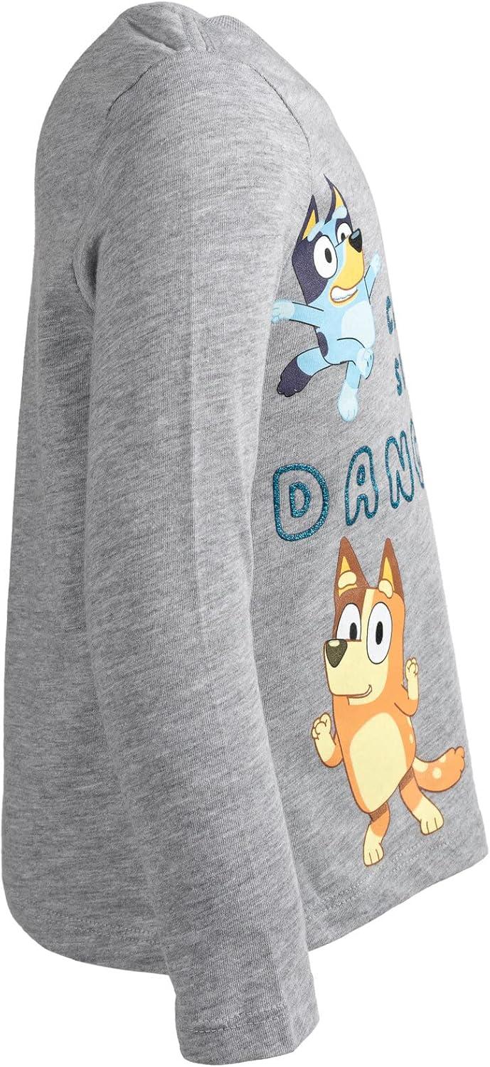 imageBluey Girls 2 Pack Long Sleeve TShirts Toddler to Big Kid Sizes 2T 1416GreyPink