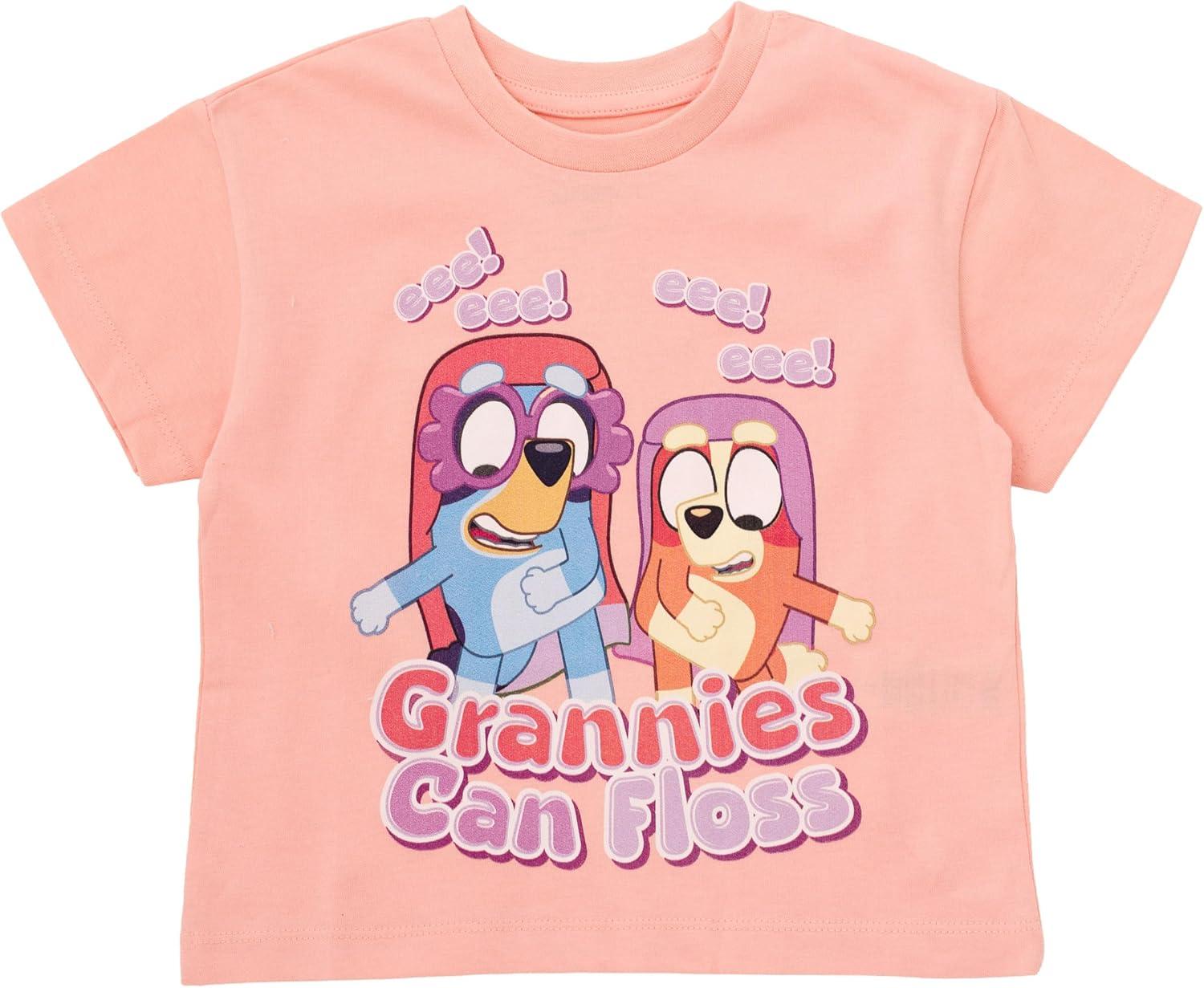 imageBluey Girls 3 Pack TShirts Toddler to Big Kid Sizes 2T 1012Lavender Pink Peach