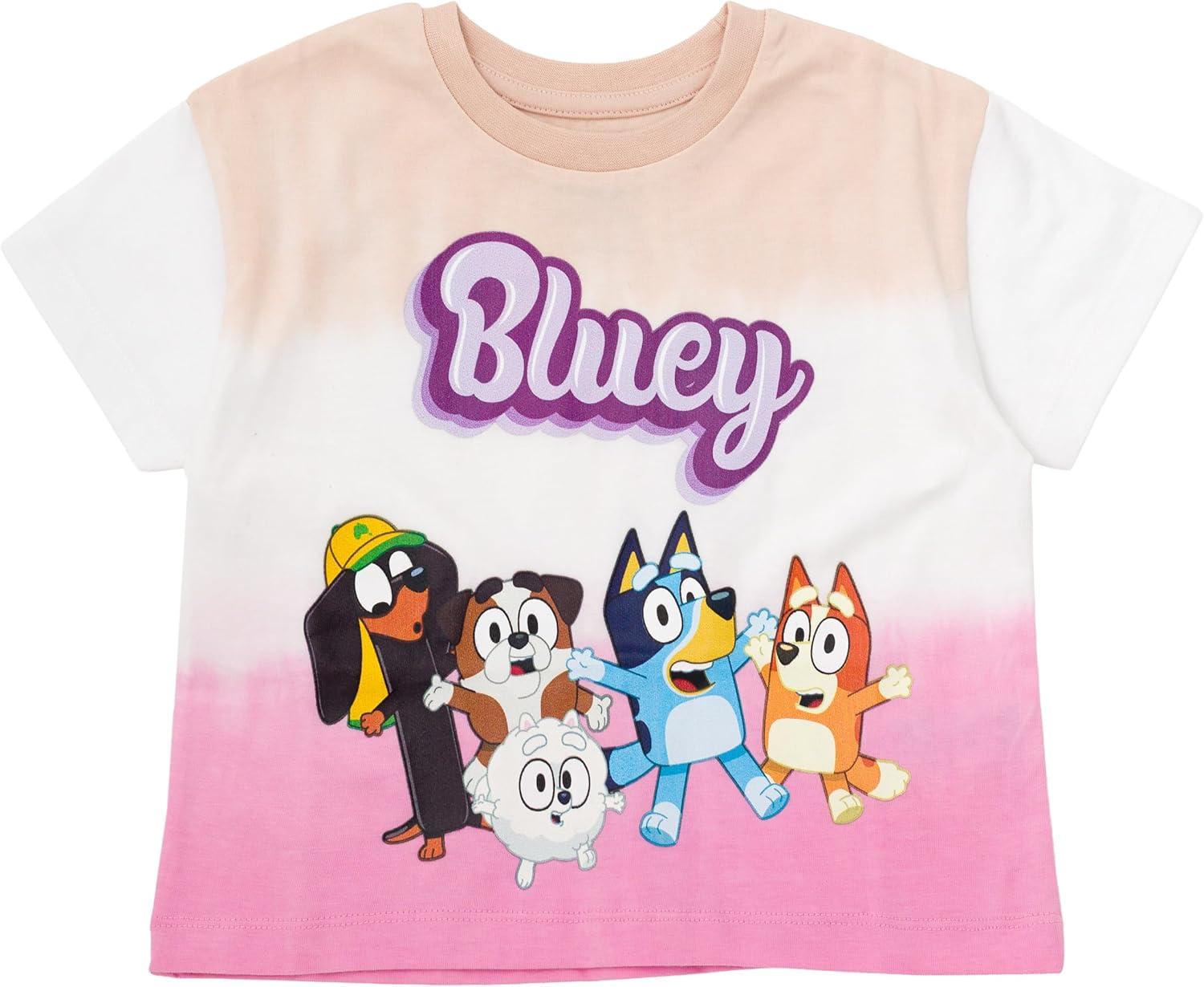 imageBluey Girls 3 Pack TShirts Toddler to Big Kid Sizes 2T 1012Lavender Pink Peach
