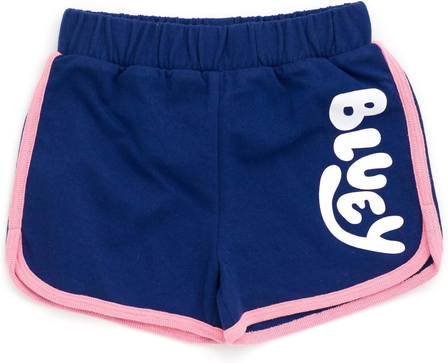 imageBluey Girls TShirt and French Terry Dolphin Shorts Outfit Set Toddler to Big Kid Sizes 2T 1012Pink Blue
