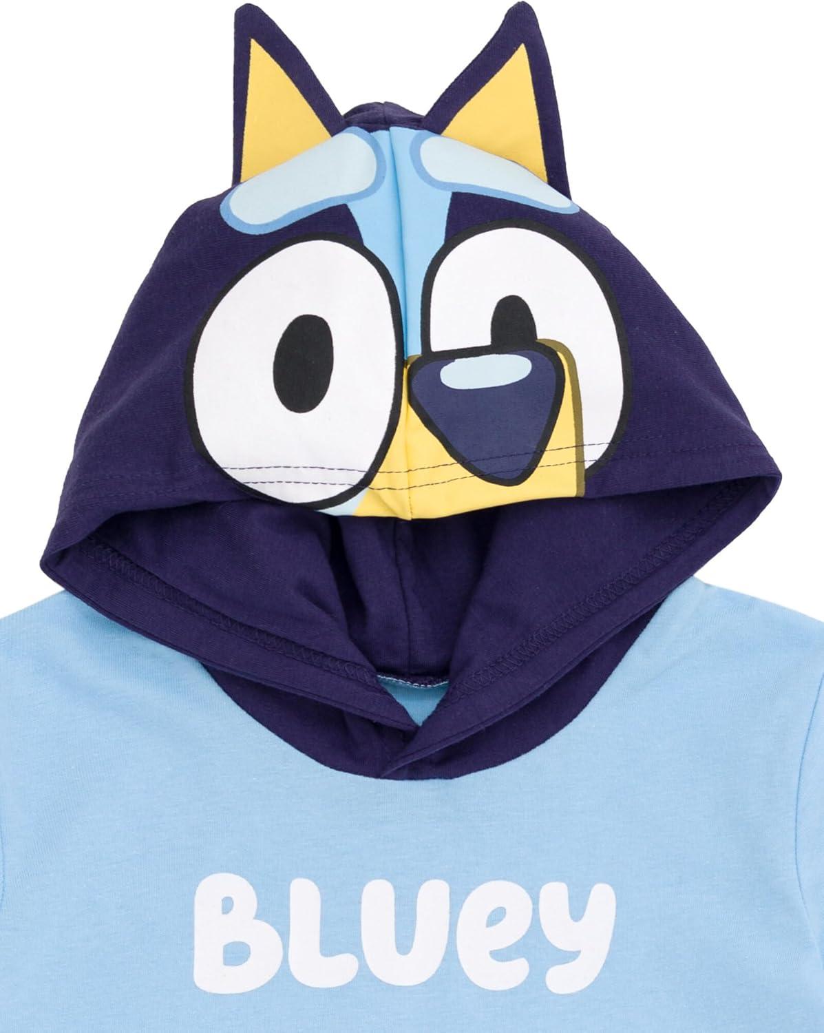 imageBluey Hooded Cosplay TShirt and French Terry Shorts Outfit Set Toddler to Little KidBlue