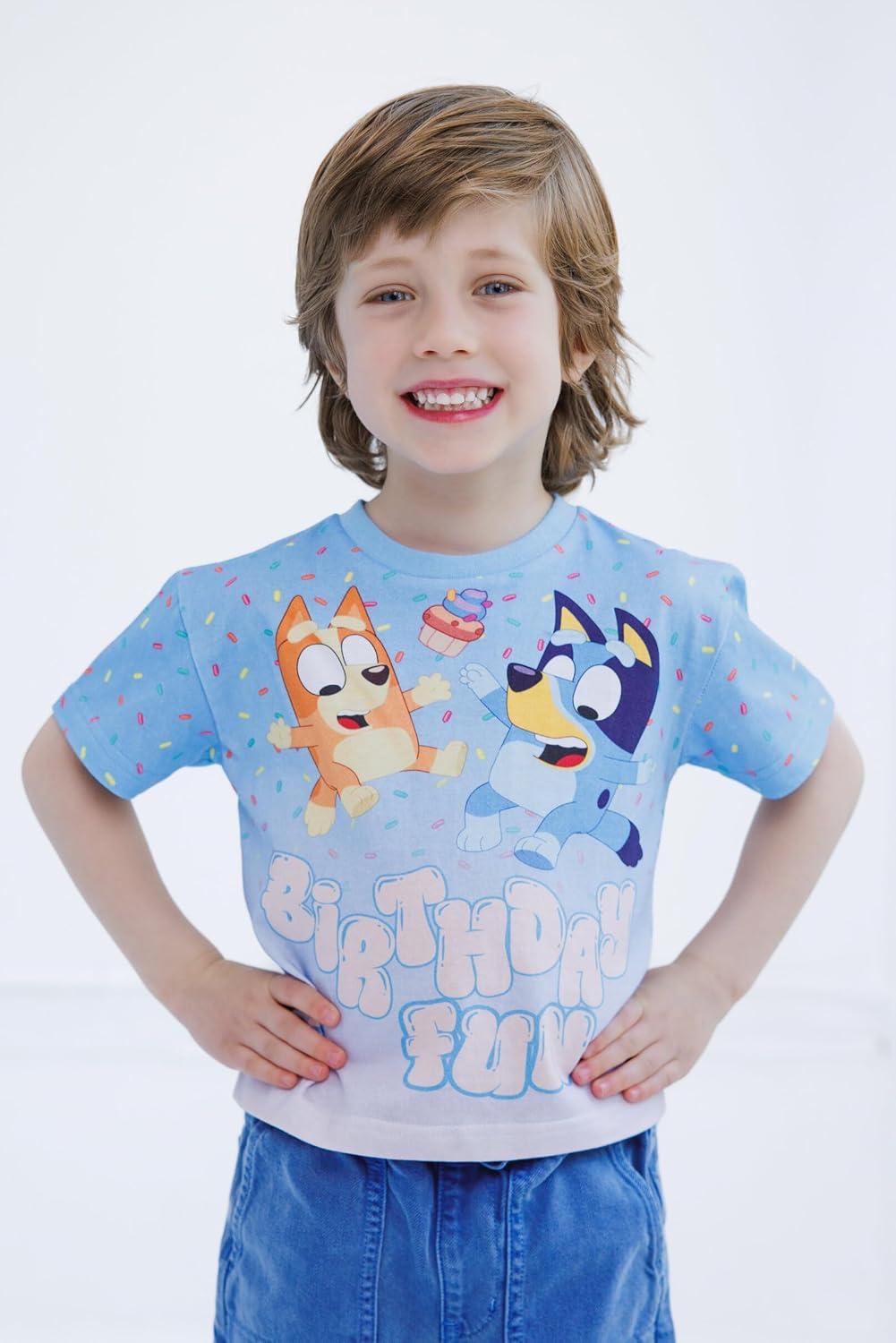 imageBluey July 4th Halloween Christmas Birthday School Heart TShirt Infant to Big Kid Sizes 12 Months 1012Blue Birthday Fun