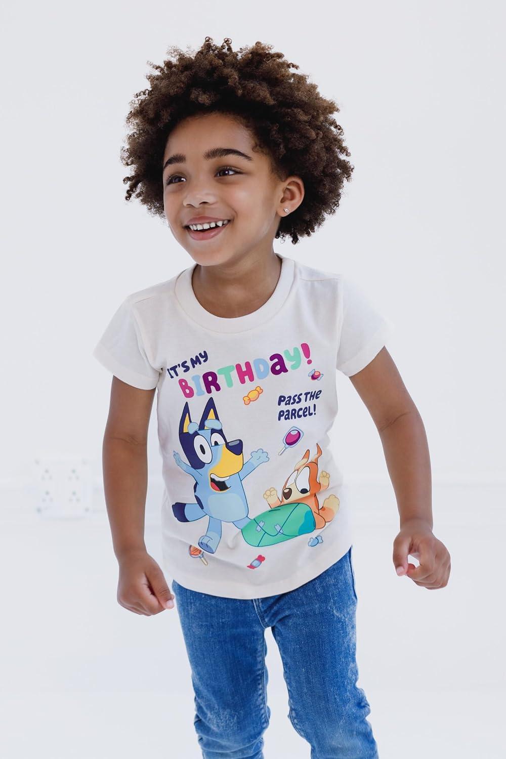 imageBluey July 4th Halloween Christmas Birthday School Heart TShirt Infant to Big Kid Sizes 12 Months 1012White Birthday