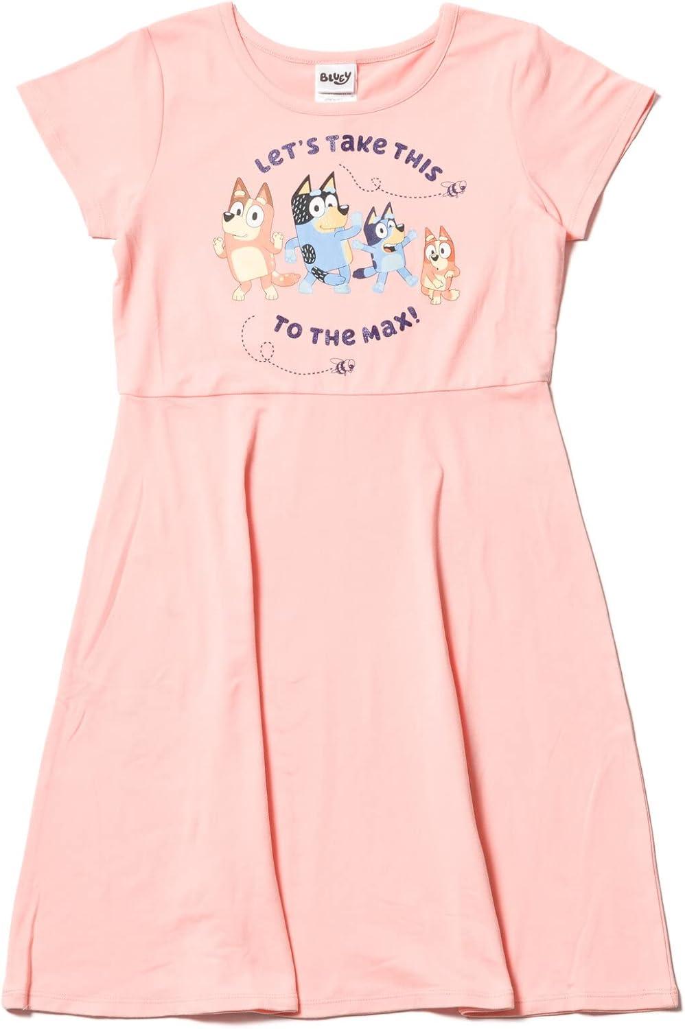 imageBluey Mom Dad Bingo Girls 2 Pack Skater Dresses Toddler to Big KidBlue