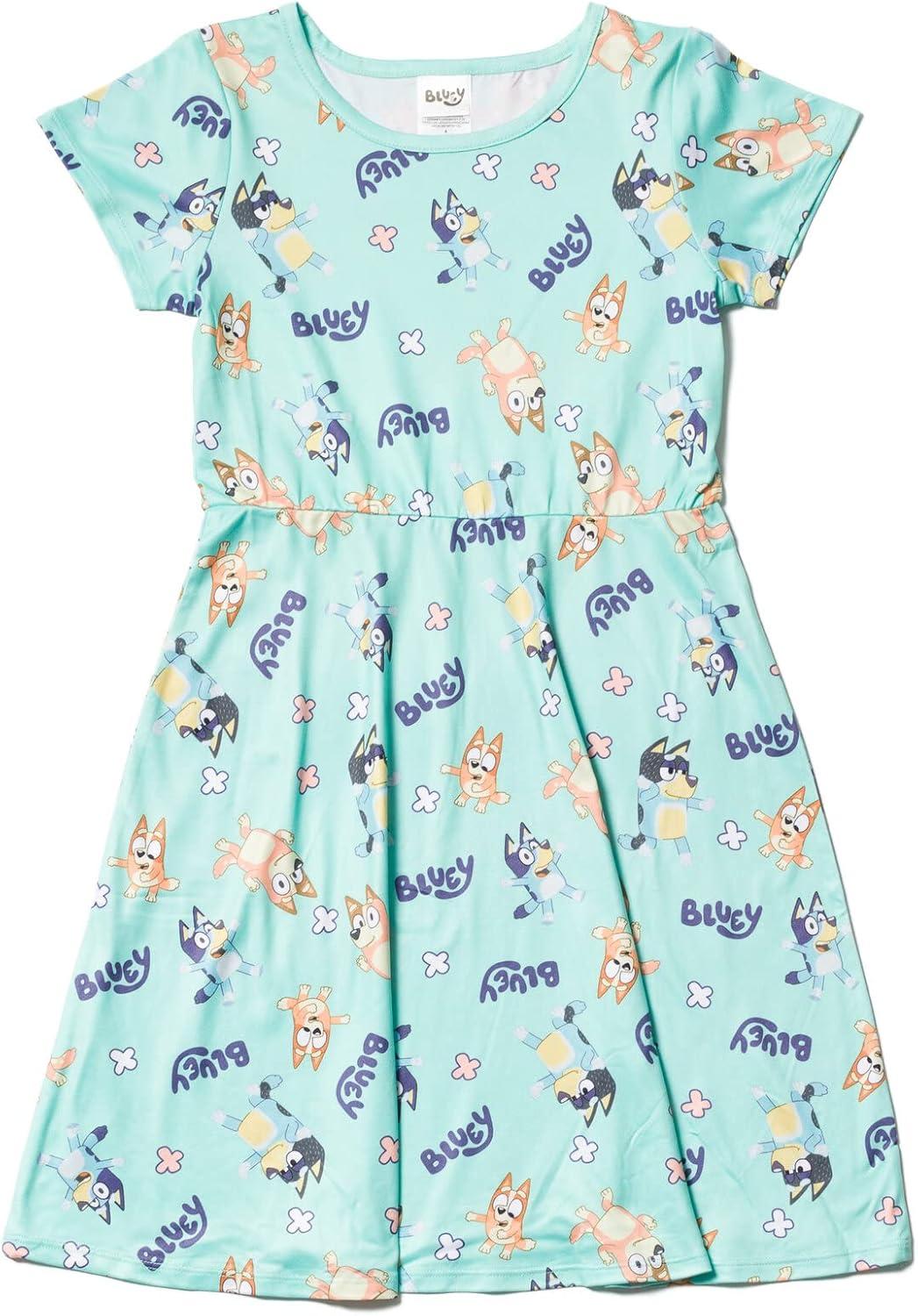 imageBluey Mom Dad Bingo Girls 2 Pack Skater Dresses Toddler to Big KidBlue