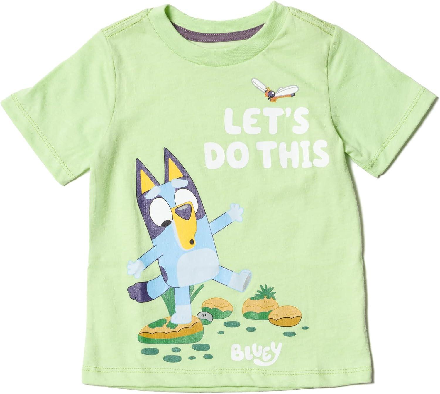imageBluey Shirts 3 Pack Boys TShirts for Summer Pack of 3 Boys Tshirt Kids Cotton T ShirtGrey Yellow Green
