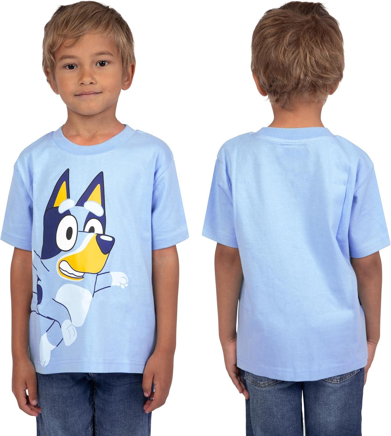 imageBluey Shirts 3 Pack Boys TShirts for Summer Pack of 3 Boys Tshirt Kids Cotton T ShirtMulticoloured