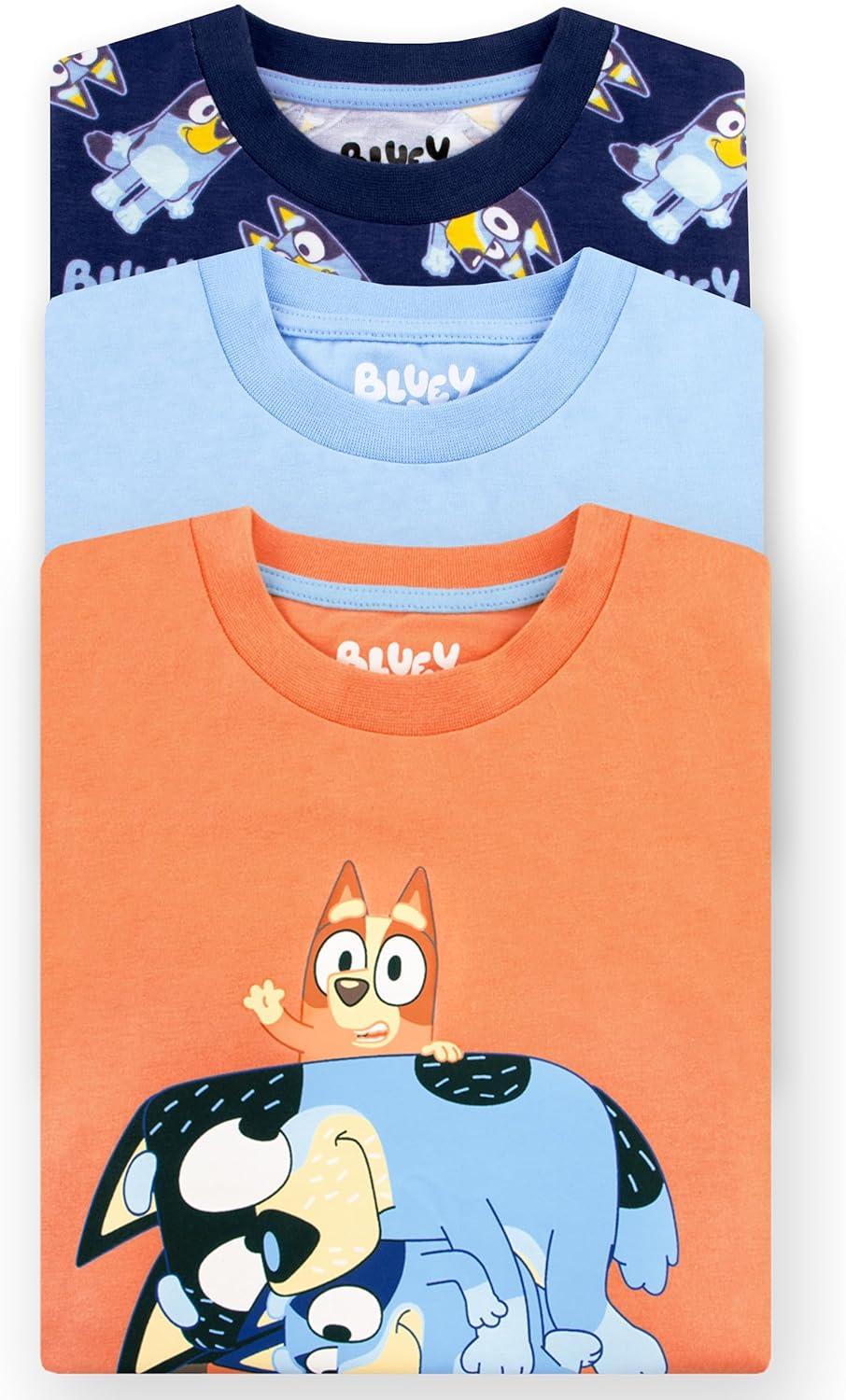 imageBluey Shirts 3 Pack Boys TShirts for Summer Pack of 3 Boys Tshirt Kids Cotton T ShirtMulticoloured