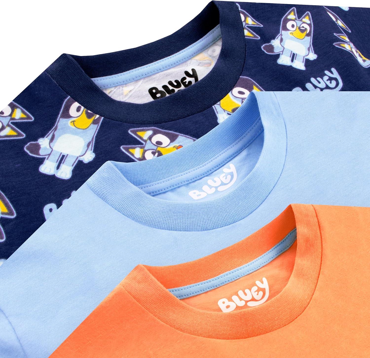 imageBluey Shirts 3 Pack Boys TShirts for Summer Pack of 3 Boys Tshirt Kids Cotton T ShirtMulticoloured