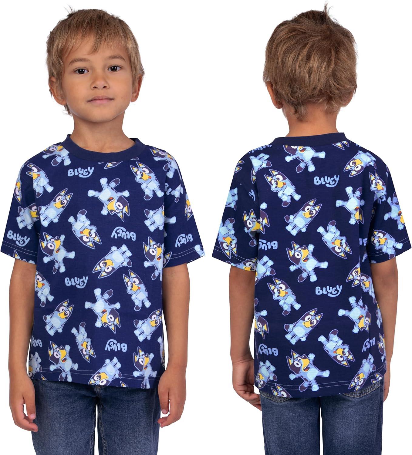 imageBluey Shirts 3 Pack Boys TShirts for Summer Pack of 3 Boys Tshirt Kids Cotton T ShirtMulticoloured