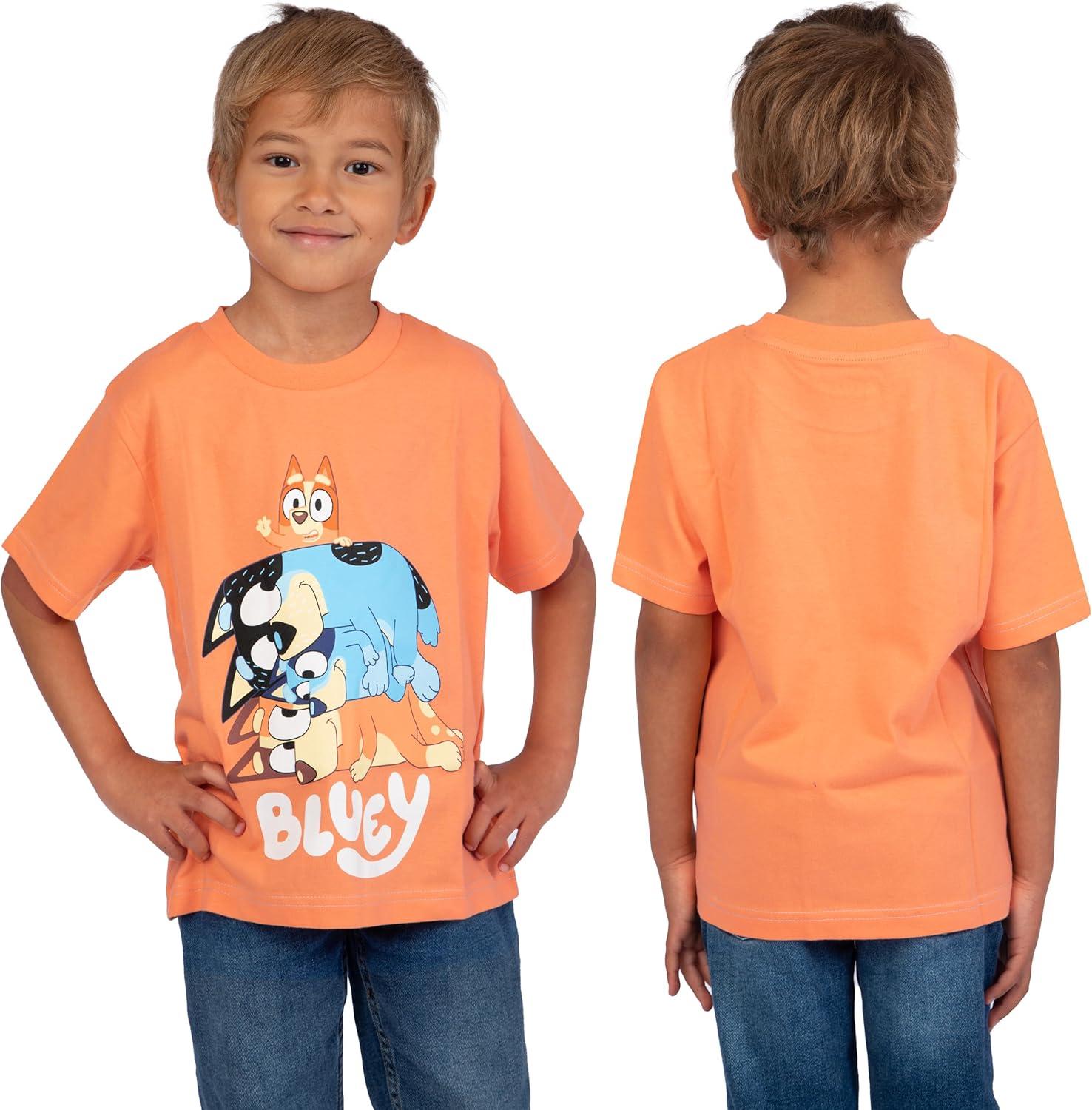 imageBluey Shirts 3 Pack Boys TShirts for Summer Pack of 3 Boys Tshirt Kids Cotton T ShirtMulticoloured