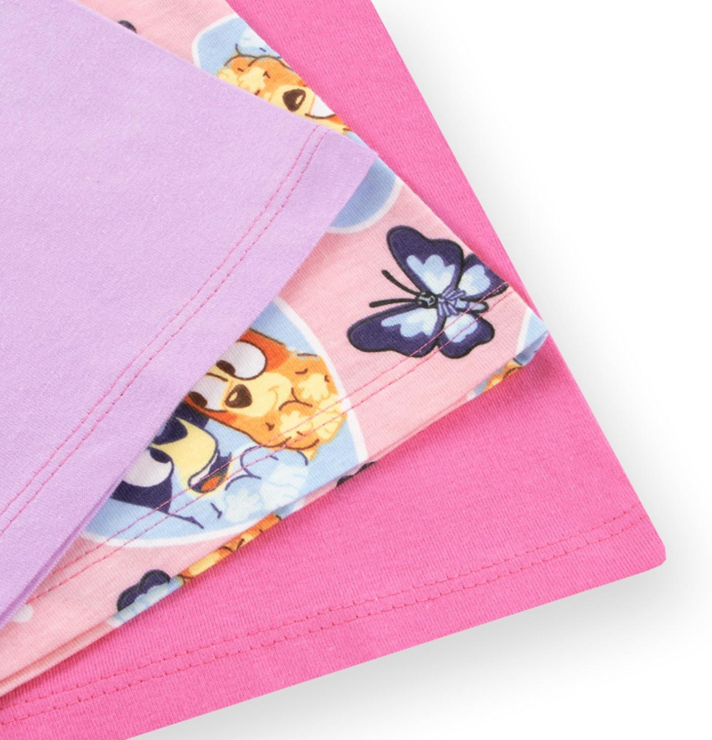 imageBluey Shirts 3 Pack Girls Short Sleeve Shirt for Summer Pack of 3 Girls Tops Cotton Kids TshirtPink
