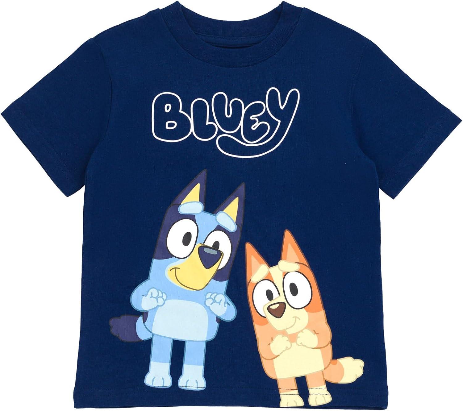 imageBluey TShirt and Mesh Shorts Outfit Set Infant to Big Kid Sizes 12 Months 1012Blue Silver