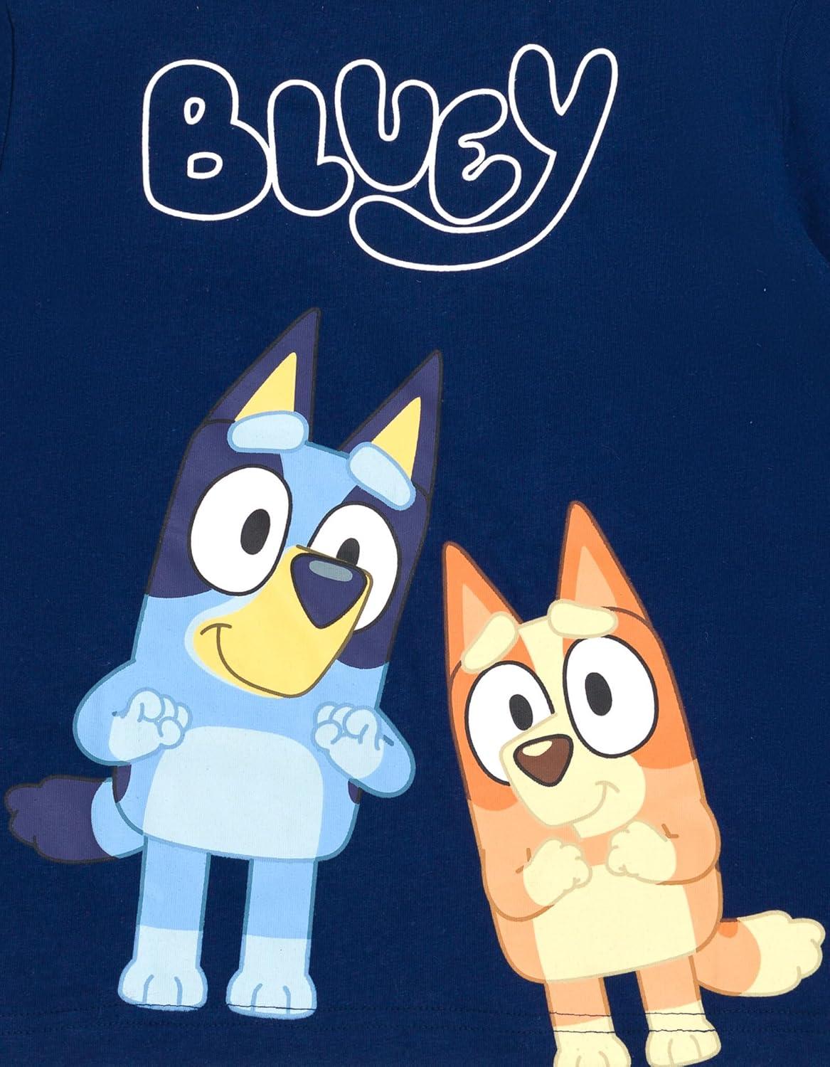 imageBluey TShirt and Mesh Shorts Outfit Set Infant to Big Kid Sizes 12 Months 1012Blue Silver