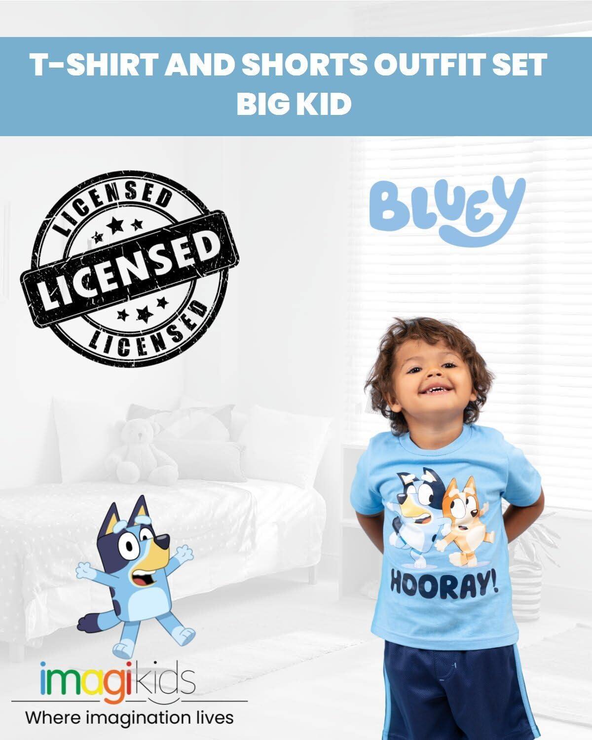imageBluey TShirt and Mesh Shorts Outfit Set Infant to Big Kid Sizes 12 Months 1012Blue