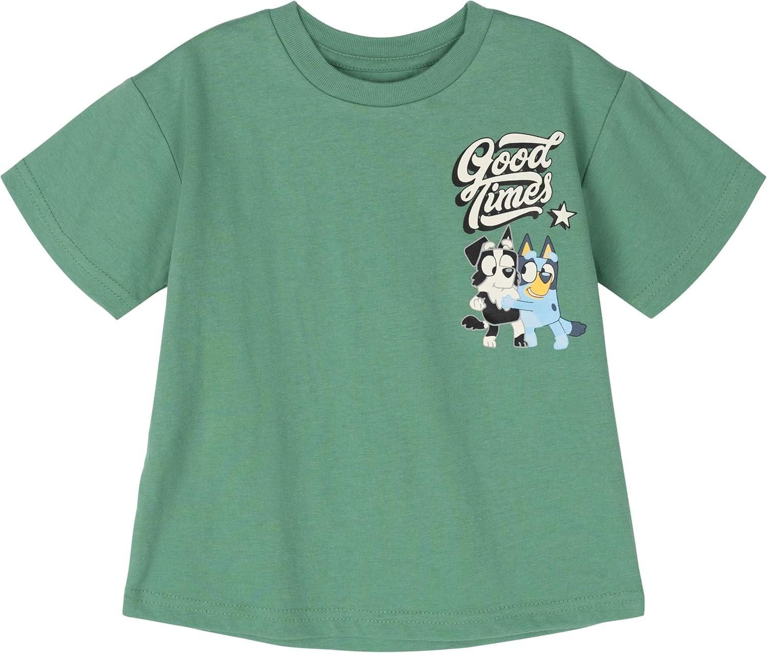 imageBluey TShirt and Mesh Shorts Outfit Set Infant to Big Kid Sizes 12 Months 1012Sage Green Gray