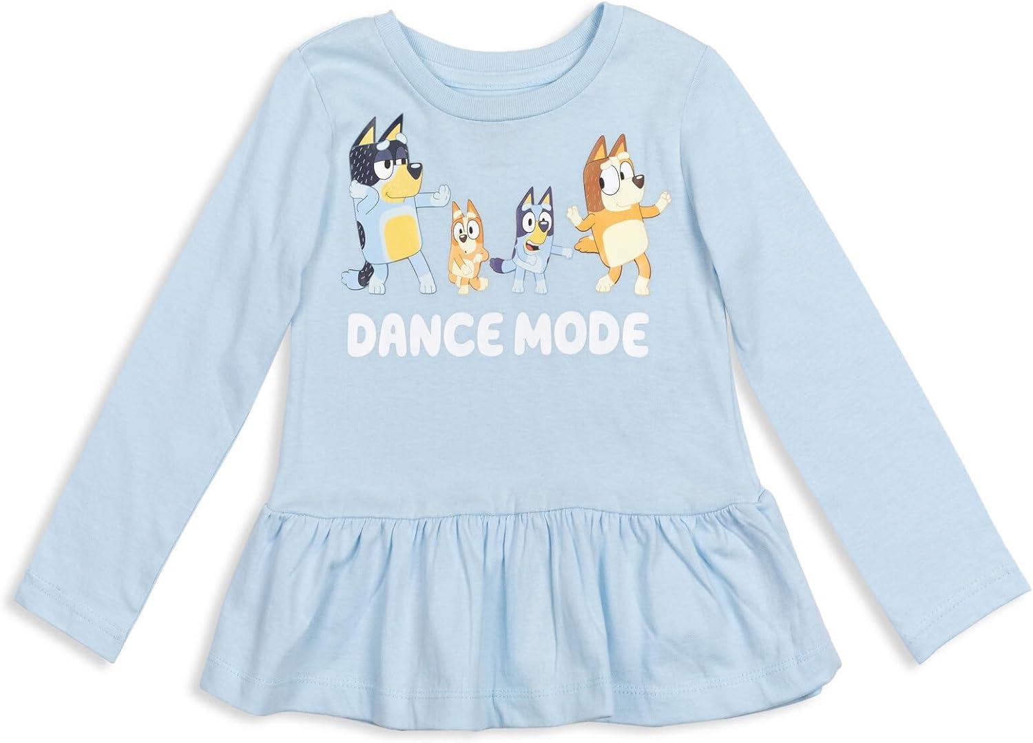 imageBluey Winton Snickers Honey Muffin Bandit Dad Chilli Mom Missy Chloe Coco Bingo Girls 2 Pack TShirts Toddler to Little KidBlue Grey