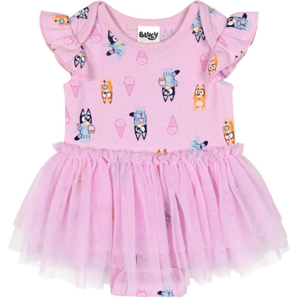 imageBluey Baby Girls Ruffle Bodysuit Dress Newborn to Infant Sizes Newborn 24 MonthsPink