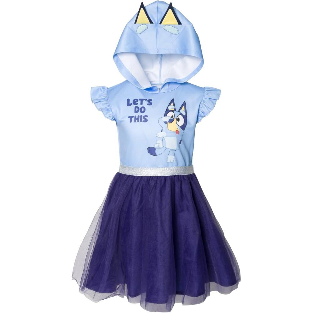 imageBluey Bingo Girls Mesh Cosplay Dress Toddler to Big KidBlue