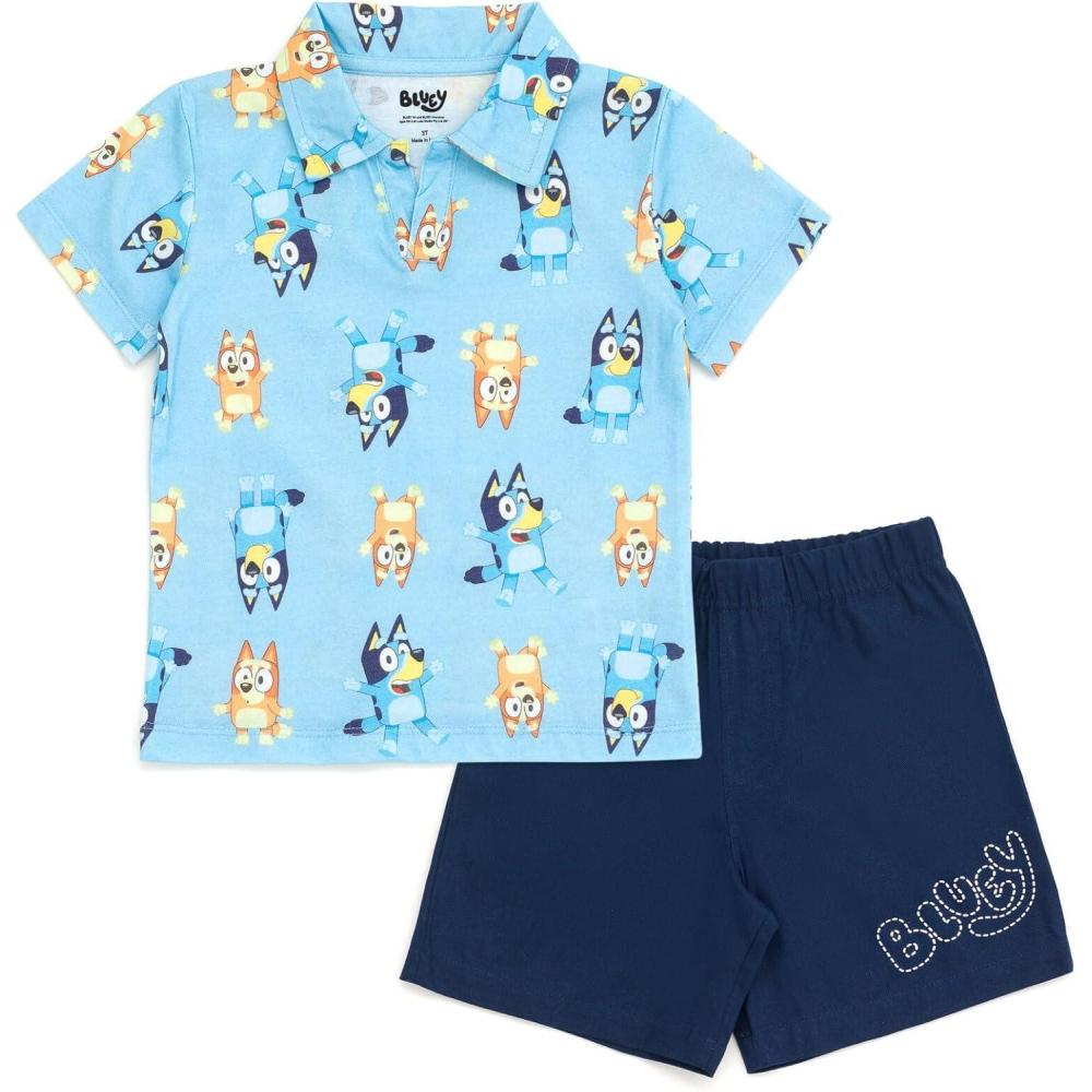 imageBluey Bingo Polo Shirt and Shorts Toddler to Little KidBlue