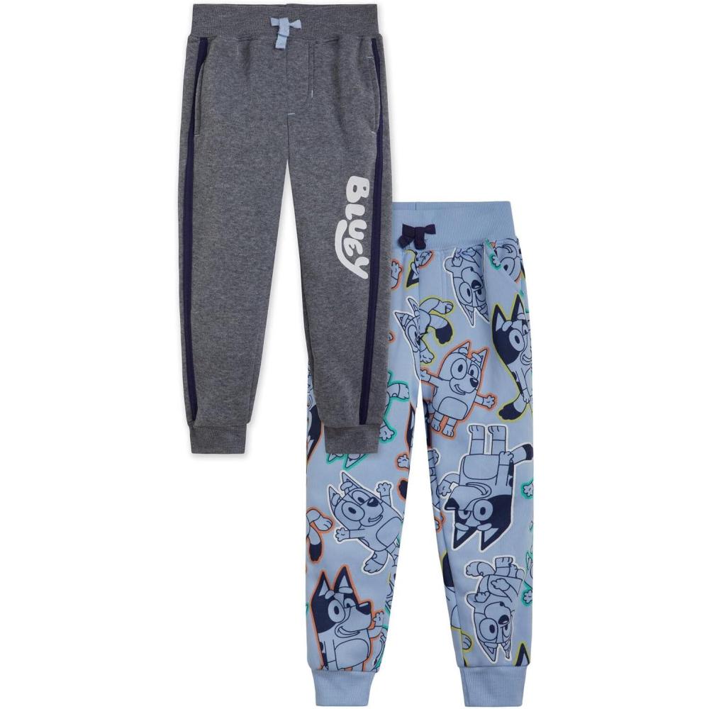 imageBluey Fleece 2 Pack Jogger Pants Toddler to Big Kid Sizes 2T 1012Blue Gray