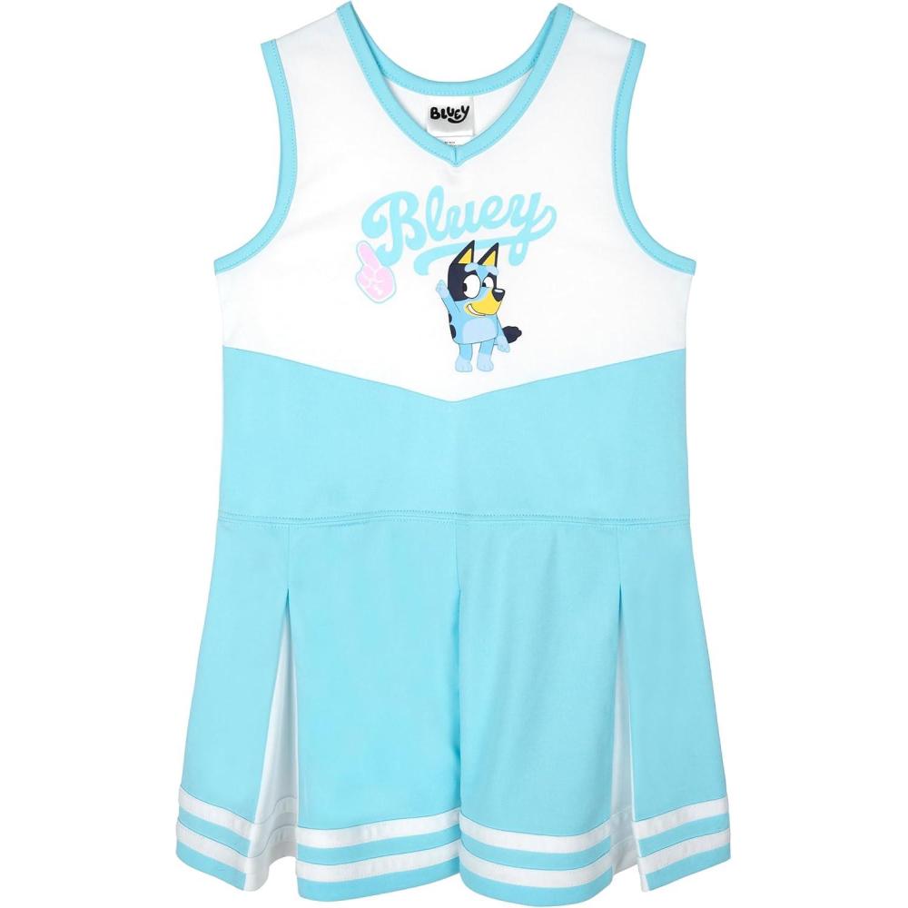 imageBluey Girls Cheerleader Dress Toddler to Big Kid Sizes 2T  1012Blue  White