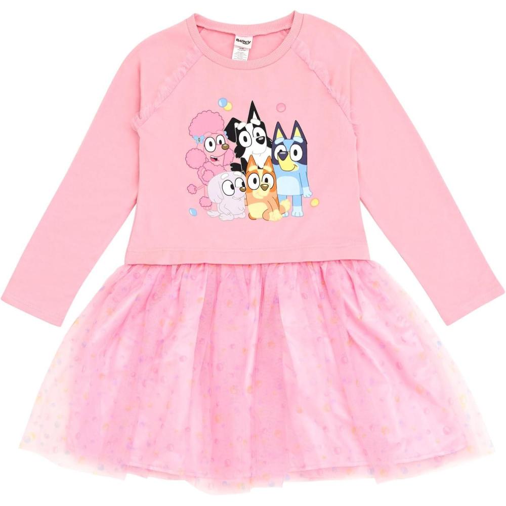 imageBluey Girls French Terry Mesh Tutu Dress Toddler to Big Kid Sizes 2T  1012Pink