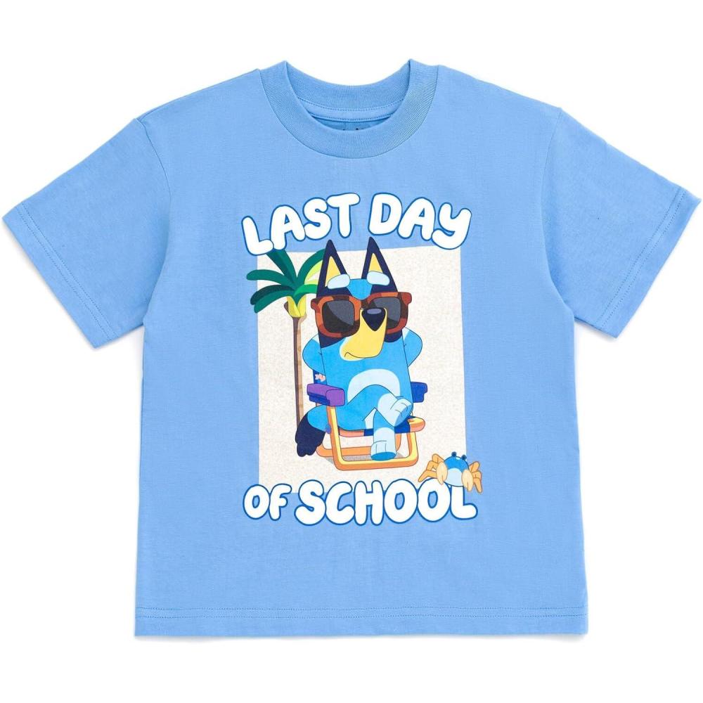 imageBluey July 4th Halloween Christmas Birthday School Heart TShirt Infant to Big Kid Sizes 12 Months  1012Blue  Last Day of School