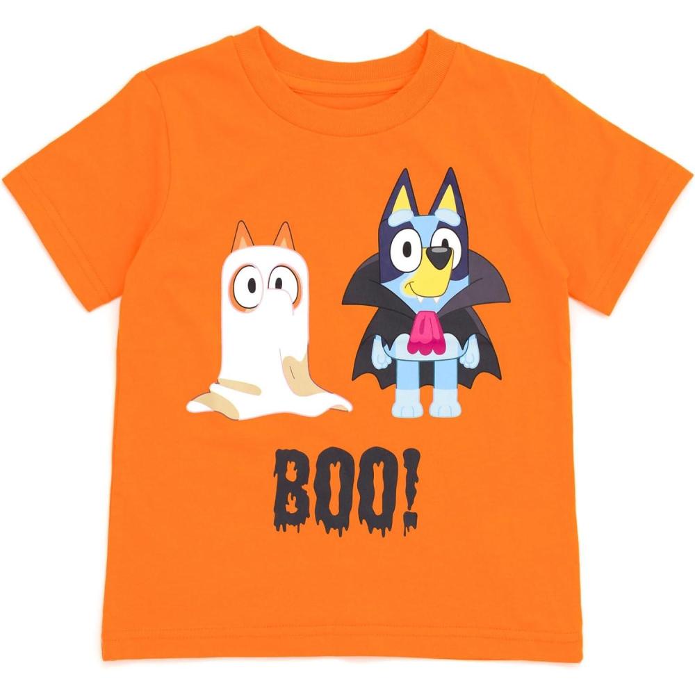 imageBluey July 4th Halloween Christmas Birthday School Heart TShirt Infant to Big Kid Sizes 12 Months  1012Orange  Halloween