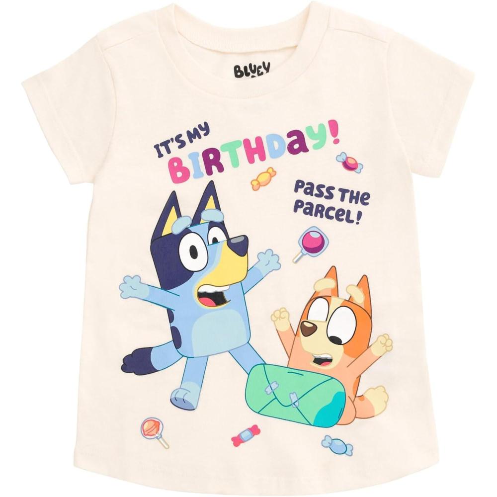 imageBluey July 4th Halloween Christmas Birthday School Heart TShirt Infant to Big Kid Sizes 12 Months  1012White  Birthday