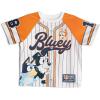 Bluey Athletic Mesh Baseball Jersey T-Shirt and Shorts Outfit Set Infant to Big Kid Sizes (12 Months – 10-12)(Warm Gray / Orange)