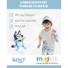 Bluey Drop Shoulder T-Shirt French Terry Shorts and Adjustable Snapback Baseball Cap 3 Piece Outfit Set Toddler to Big Kid(Bluey & Bingo)