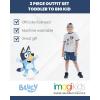 Bluey Drop Shoulder T-Shirt French Terry Shorts and Adjustable Snapback Baseball Cap 3 Piece Outfit Set Toddler to Big Kid(Bluey & Family)