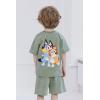 Bluey Drop Shoulder T-Shirt and Shorts Outfit Set Toddler to Big Kid Sizes (2T – 10-12)(Green)