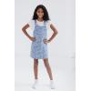 Bluey Floral Girls Vintage Wash Denim Overall Dress and T-Shirt Outfit Set Toddler to Big Kid(Blue / White)