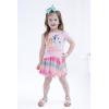 Bluey Girls Square Neck T-Shirt and Smocked Skirt Toddler to Big Kid Sizes (2T – 10-12)(Pink / Orange  Hearts)