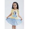 Bluey Girls Square Neck T-Shirt and Smocked Skirt Toddler to Big Kid Sizes (2T – 10-12)(Yellow / Blue  Daisies)