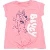 Bluey Girls T-Shirt and French Terry Dolphin Shorts Outfit Set Toddler to Big Kid Sizes (2T – 10-12)(Pink / Blue)