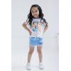 Bluey Girls T-Shirt and French Terry Dolphin Shorts Outfit Set Toddler to Big Kid Sizes (2T – 10-12)(White / Blue)